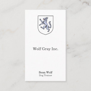 Cartão De Horário Cinza Wolf Rampant em um White Shield Herald