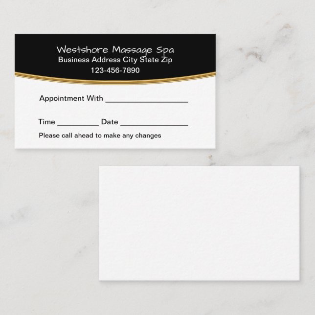 Cartão De Horário Classy Massage Therapist Spa Appointment Cards (Frente/Verso)
