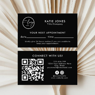 Cartão De Horário Código QR Preto Personalizado Logotipo Profissiona