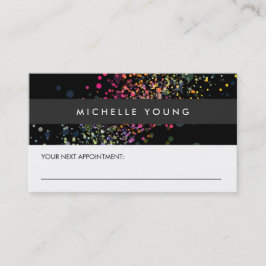 Cartão De Horário Colorida Confetti Bokeh sobre a Nomeação Negra