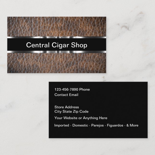 Cartão De Horário Compro de Charutos Clássicos de Leather (Frente/Verso)