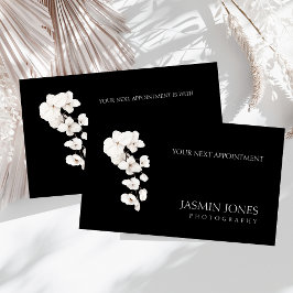 Cartão De Horário Compromisso Comercial Floral Orquídea Preto Branco