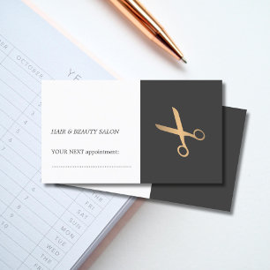 Cartão De Horário Compromisso de Hairstylist Dourada de Cinza Mínima
