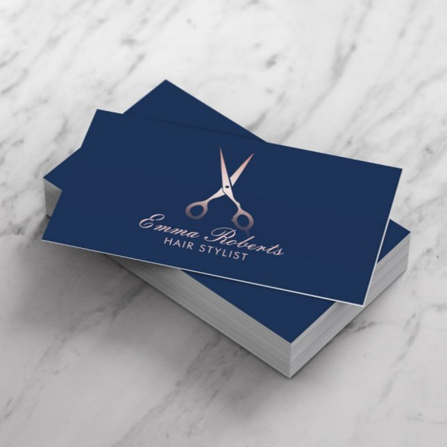 Cartão De Horário Compromisso de Marinho de Tesoura Dourada com Rosa (Criador carregado)