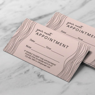Cartão De Horário Compromisso de Salão de Blush Minimalista de Styl