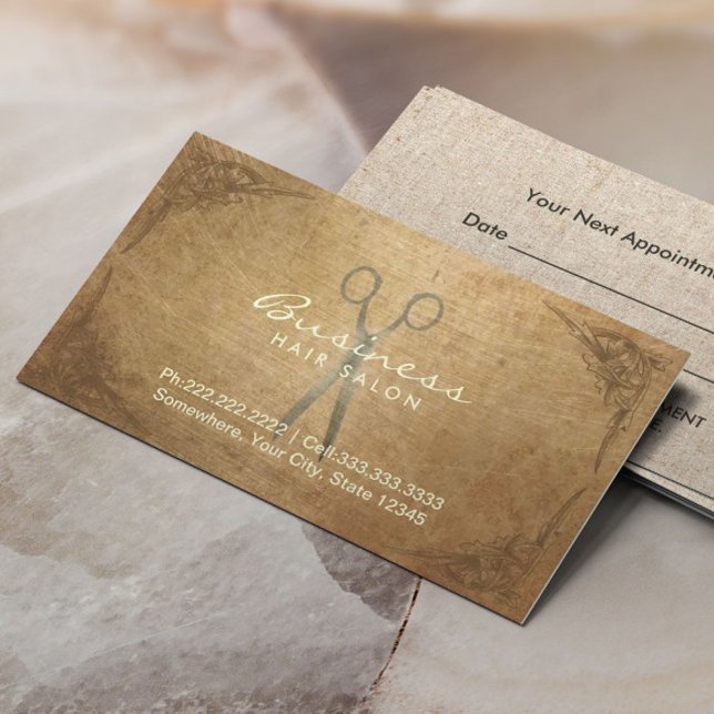 Cartão De Horário Compromisso de Salão de Cabelo com Moldura de Teso (Criador carregado)