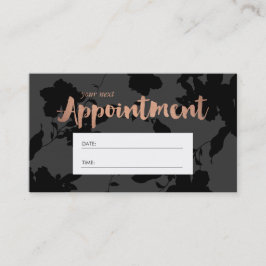 Cartão De Horário Compromisso de Salão de Texto Dourado com Rosa Flo