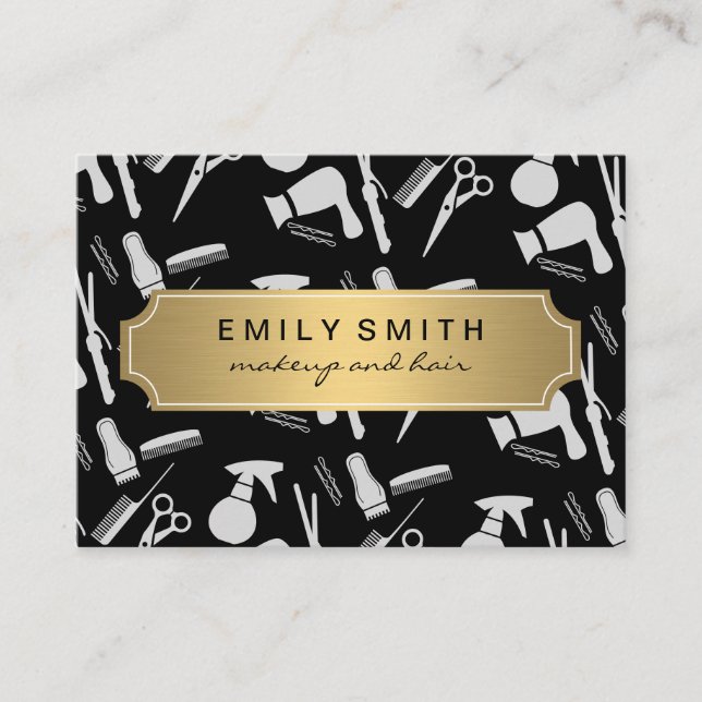 Cartão De Horário Compromisso de Stylist Clássica Dourada Tradiciona (Frente)