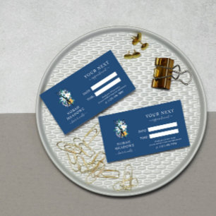 Cartão De Horário Compromisso Estilhista Azul Floral