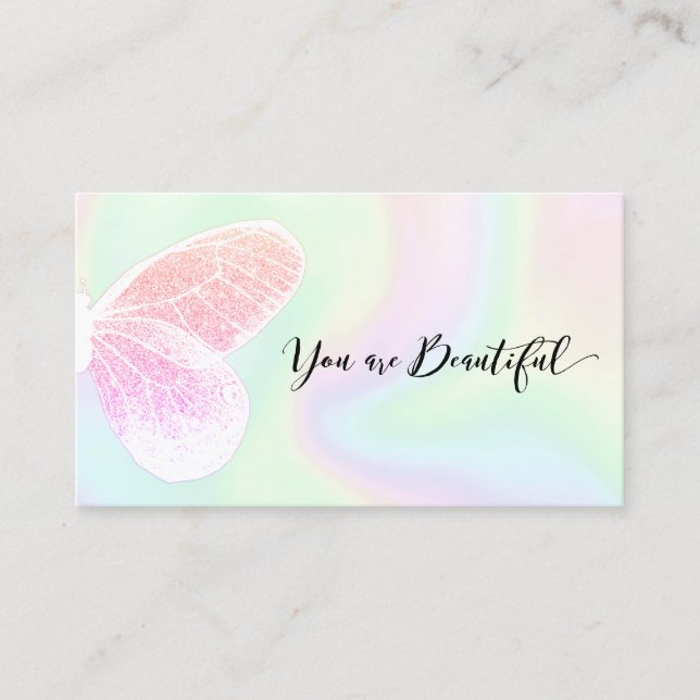 Cartão De Horário Compromisso Holográfico do Salão da Borboleta Glit (Frente)