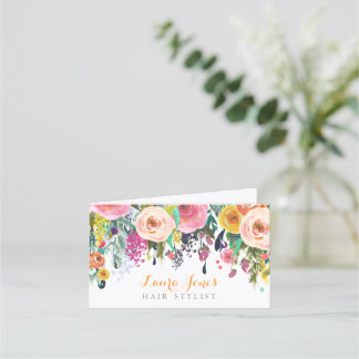Cartão De Horário Compromisso Pintado de Estilos de Cabelo Floral Do