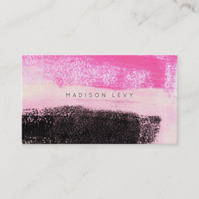 Cartão De Horário Compromisso Preto Rosa Quente Vibrante Moderno de  (Frente)