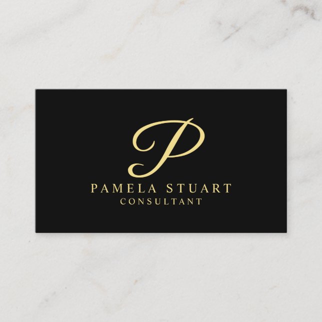 Cartão De Horário Compromisso Profissional Dourado e Preto (Frente)