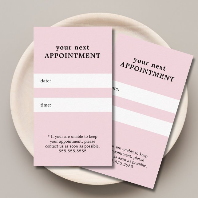 Cartão De Horário Compromisso Simples Elegante de Beleza Branca Rosa (Criador carregado)