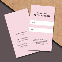 Cartão De Horário Compromisso Simples Elegante de Beleza Branca Rosa