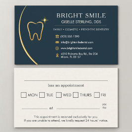 Cartão De Horário Consultório Odontológico Dente Ouro Azul Marinho C