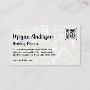 Cartão De Horário Cor damasco elegante Código QR