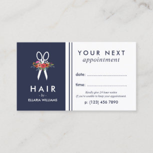 Cartão De Horário Corte de Cabelo Naval Azul Compromisso de Cabeleir