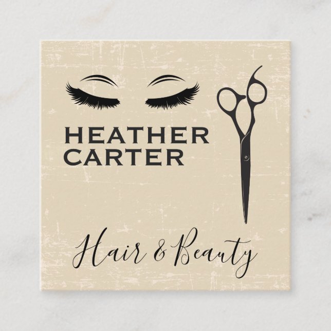 Cartão De Horário Cosmetólogo | Eyelash Salon Shears (Frente)