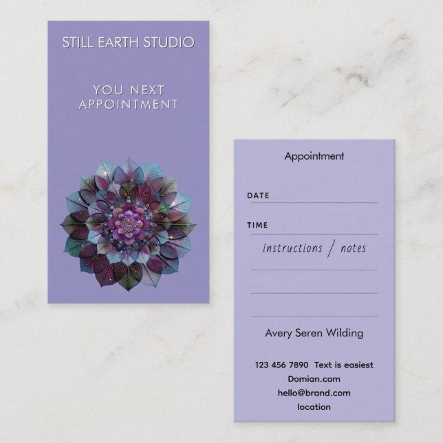 Cartão De Horário Council of Leaves | Mandala Art P&B (Frente/Verso)