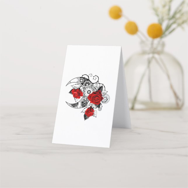 Cartão De Horário Crescente Mecânico com Rosas vermelhas (Verso)