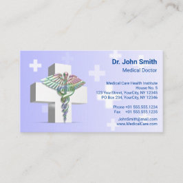 Cartão De Horário Cruz Branca Holográfica Médica 3D Caduceus