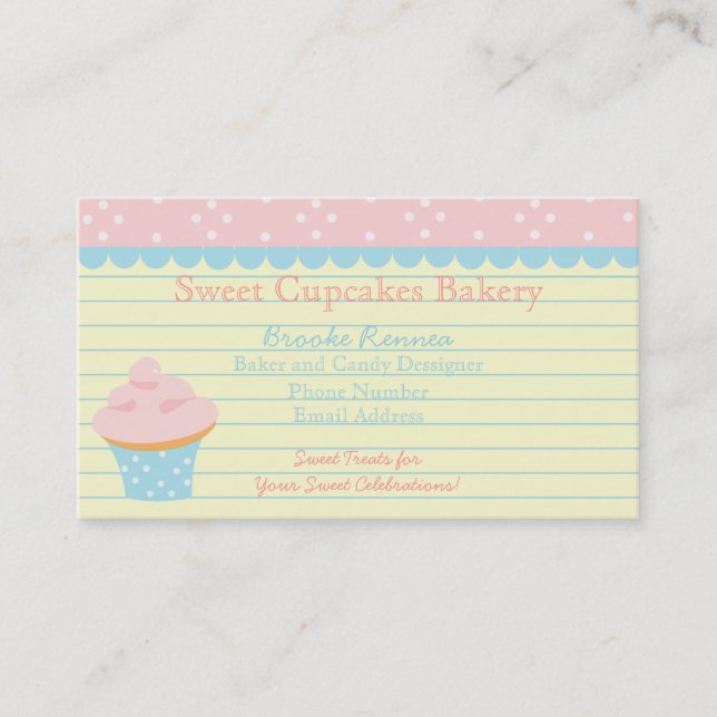 Cartão De Horário Cupcake bonito com pontos! (Frente)