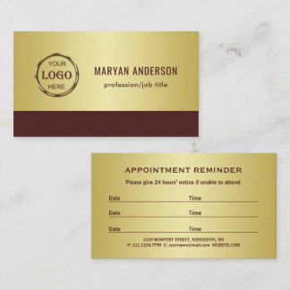 Cartão De Horário Dark-red gold design,Logo or Photo in gold circle,