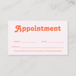 Cartão De Horário Decoração Retro Minimalista Rosa Laranja