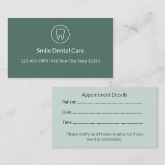 Cartão De Horário Dental Appointment Reminder Cards for Clinics