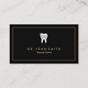 Cartão De Horário Dente dourado do preto do quadro do dentista