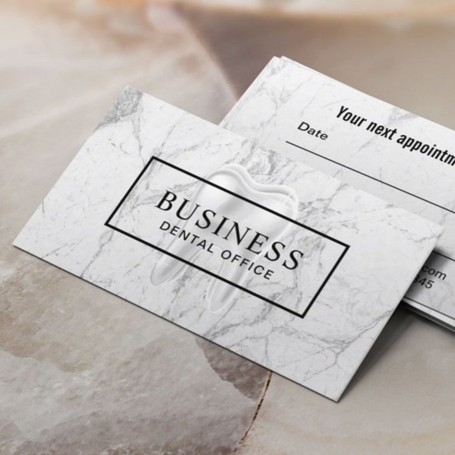 Cartão De Horário Dentist Dental Modern Marble Appoint (Criador carregado)