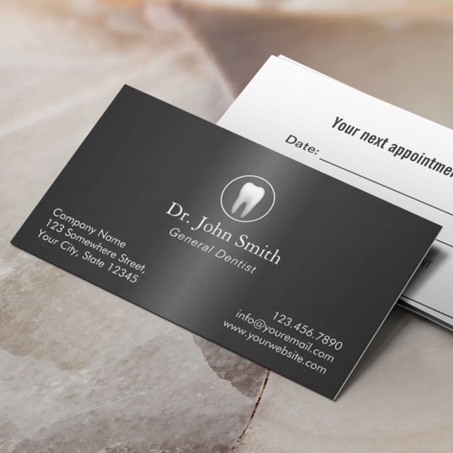 Cartão De Horário Dentist Elegant Metal Dental (Criador carregado)
