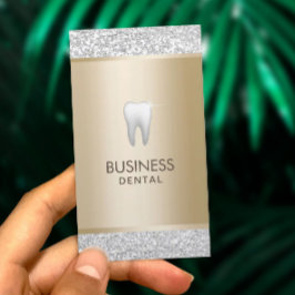 Cartão De Horário Dentist Modern Dourado & Silver Dental Appeltion