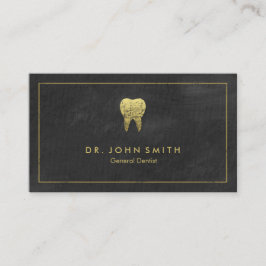 Cartão De Horário Dentista Canvas preta Moldura e dente do Ouro