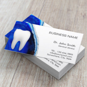 Cartão De Horário Dentista de Pedra de Agato Azul Dental