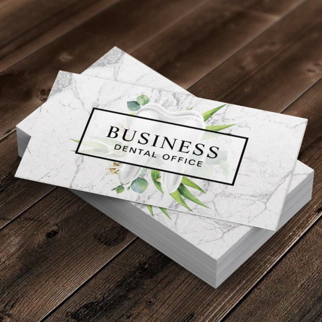 Cartão De Horário Dentista Dental Dente Moderna Compromisso de Mármo (Criador carregado)