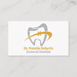 Cartão De Horário Dentista do logotipo de dente Dourado Elegante de