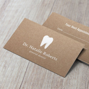 Cartão De Horário Dentista Kraft minimalista do logotipo dos dentes 