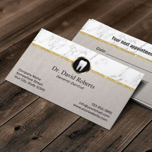 Cartão De Horário Dentista moderno Marble & Linen Dental Appoint