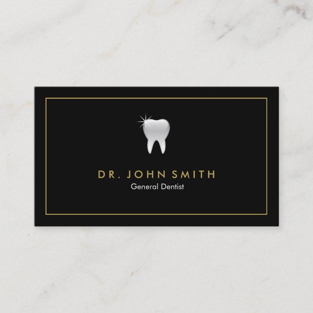 Cartão De Horário Dentista Ouro Moldura Dental dos Dentes Pretos (Frente)