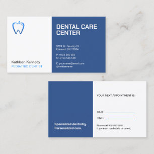 Cartão De Horário Dentista Pediátrico Prática dentária