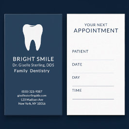 Cartão De Horário Dentista Profissional Consulta Azul-Marinho