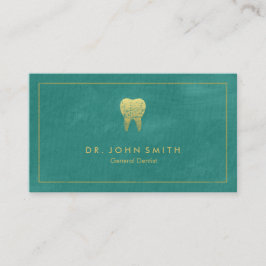 Cartão De Horário Dentista Turquesa Canvas Ouro Moldura e Dente