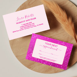 Cartão De Horário Design Glam Rosa Quente Tendência