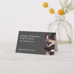 Cartão De Horário Dog Groomer, Cinza Francês De Cachorro Bonito