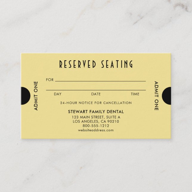 Cartão De Horário Dourada Arte Deco Reservado para Alojamento (Frente)