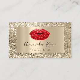 Cartão De Horário Dourada MAKE-UP ARTIST RED KISS LÁBIOS GLITTER