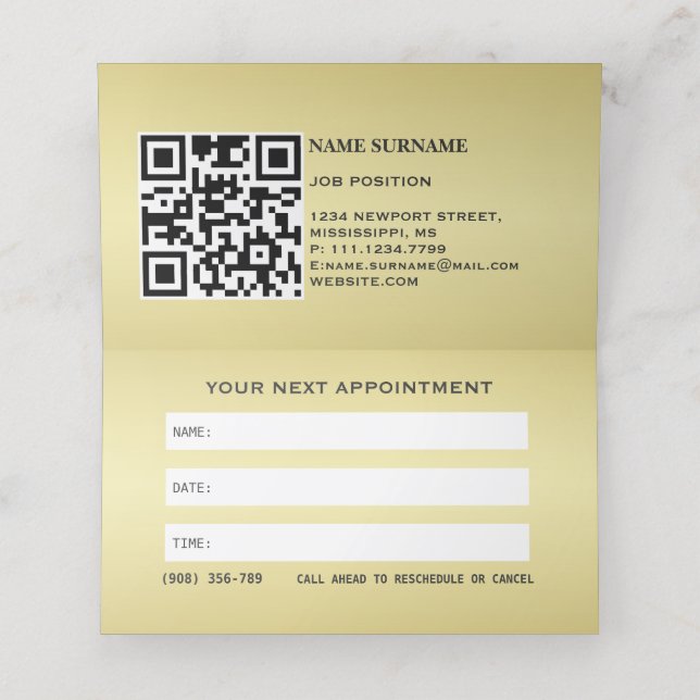 Cartão De Horário Dourada pata de cão brilhante sobre fundo negro (Interior Desdobrado)