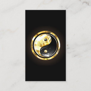 Cartão De Horário Dourado Yin Yang a preto